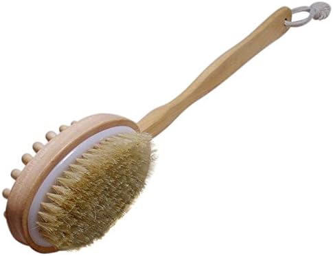 New SPA Bath Shower Body Scrubber Bristle Brush with Palm Strap &amp; handle