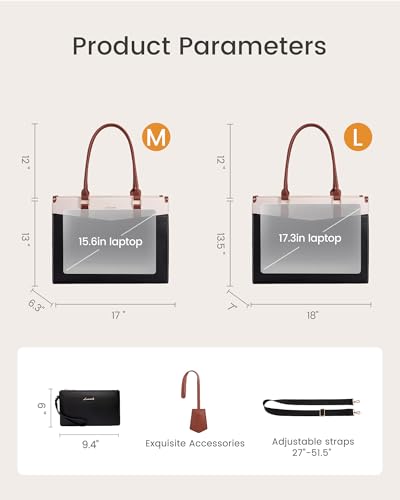 LOVEVOOK Laptop Handbags for Women, PU Leather Work Tote Bags | Clutch & Detachable Shoulder Strap, Padded Laptop Compartment, Waterproof, Large Tote for Shopper, Office, School, Travel