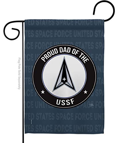 Breeze Decor Proud Dad USSF Garden Flag Armed Space Force United State Air Amer…