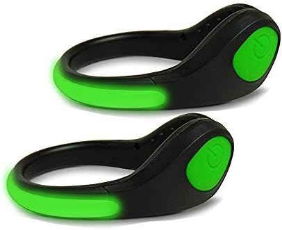WisHome LED Safety Shoes Clip Lights Reflective Night Running Gear with 2 Lighting Modes for Running Jogging Walking Biking Fit for Women Men Kids Pets (1 Pair, Green)