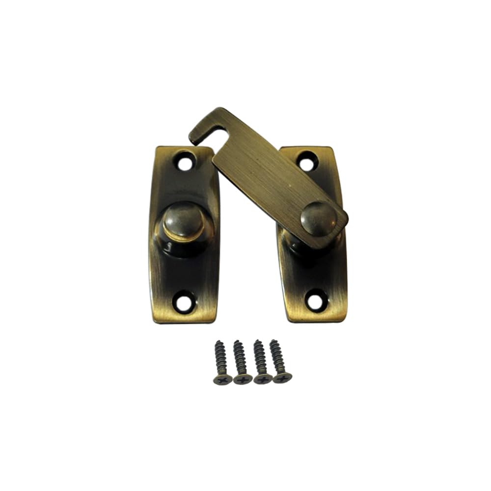 QCAA 2.5" x 2.65", Large, Heavy Solid Forged Brass Door Latch, 180 Degrees Flat Surface Mounting Door Latch Buckle for Doors & Windows, Antique Brass, 1 Pack, Made in Taiwan — image 1