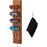 Viper Dart Caddy Solid Wood Wall Mounted Dart Holder / Stand, Displays 4 Sets of Steel or Soft Tip Darts, for all Sisal & Electronic Dartboards, Surrounds & Cabinets, Cinnamon Finish