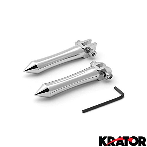 Krator Front Spike Chrome Foot Pegs Motorcycle Footrests For 1999-2002 Yamaha R6 YZF-R6