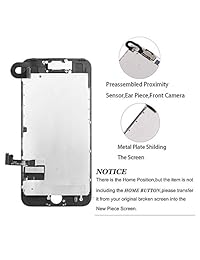 Pantalla de repuesto para iPhone 6S Plus de 5,5 pulgadas, pantalla LCD blanca con digitalizador de pantalla táctil 3D, cámara frontal + auricular + protector de pantalla, For iPhone 7 Plus Negro