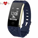 Juboury Fitness Tracker, Heart Rate Activity Tracker Touch Screen Wearable Pedometer Bluetooth Smart Wristand with Sleep Monitor,Steps Counter,Calories Track for Android and iOS Smart Phones (Blue)