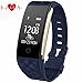 Juboury Fitness Tracker, Heart Rate Activity Tracker Touch Screen Wearable Pedometer Bluetooth Smart Wristand with Sleep Monitor,Steps Counter,Calories Track for Android and iOS Smart Phones (Blue)