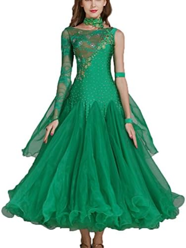 Rongg Ballroom Dance Dress For Women Performance Suit Lace Stitching Large Swing Modern Dance Competition Dresses Waltz Skirt Spring Summer