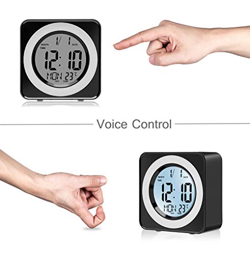 Alarm Clock,Digital LCD Display Portable Modern Alarm Clock with Snooze Time Temperature for Bedroom,Office,Living Room,Travel