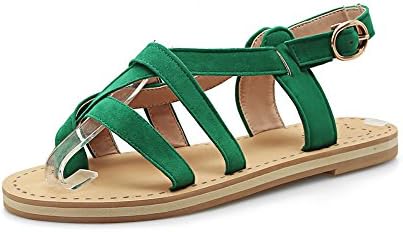 Movazi Women's Stylish Suede Leather Summer Flat Sandles Sandals Green 40 8.5 D(M) US