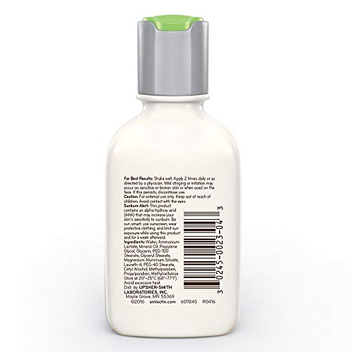 AmLactin Alpha-Hydroxy Therapy Moisturizing Body Lotion with Lactic Acid for Dry Skin, White, Fragrance-Free, 2 Ounce