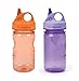 Nalgene Grip-N-Gulp Kids / Children's BPA Free Tritan 12oz Water Bottles - Orange and Purple Bundle Pack of Two Bottles. Each bottle is 7.5 Inches Tall by 3 Inches in Diameter (Orange and Purple)