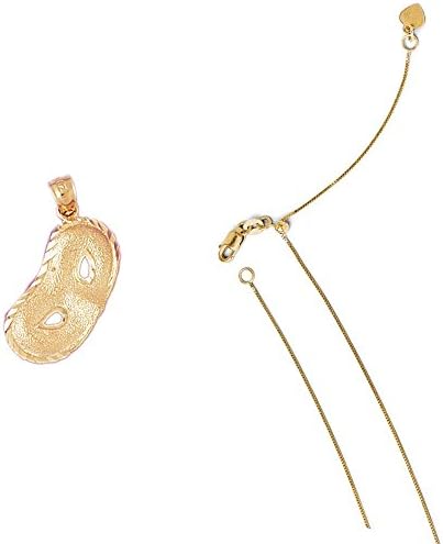14K Yellow Gold Mascarade Mask Pendant on an Adjustable 14K Yellow Gold Box Chain Necklace, 22"