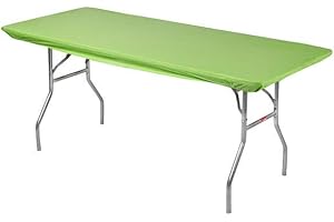 Kwik-Covers 8' Rectangle Plastic Table Covers 30" x 96", Bundle of 5 (Lime Green)