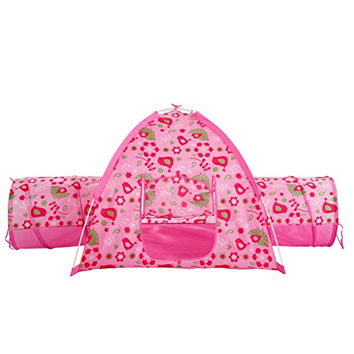 Alvantor Floral Garden 2 Tunnel Playhouse Toddler Playground Kids Play Tent Indoor and Outdoor Pink Princess House Great Game and Toy Gift for Children Fun, 75.6