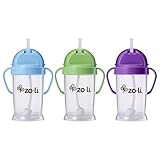 Zoli Baby Bot XL Straw Sippy Cup 9 oz - 3 Pack, Blue/Green/Purple