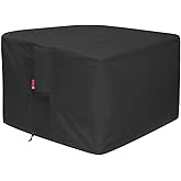 SheeChung Gas Fire Pit Cover Square-Premium Patio Outdoor Cover Heavy Duty Fabric with PVC Coating,100% Waterproof,Anti-Crack,Fits for 29”,30",31",32" Fire Pit/Table Cover (32”L x 32”W x 24”H,Black)