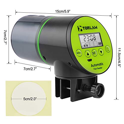 Torlam Automatic Fish Feeder, Moisture-Proof Electric Auto Fish Feeder,Aquarium Tank Timer Feeder Vacation &Weekend 2 Fish Food Dispenser