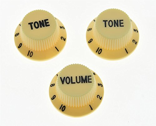 KAISH Cream with Black Letters ST/Strat Guitar Knobs Volume and Tone Knobs for Stratocaster/Strat