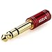 JEEUE 1/4" to 3.5mm Headphones Adapter for Audio Connector Cables, Upgrade 6.35mm(1/4") Male - 3.5mm Female Socket Stereo Pure Copper Jack Adaptor Bring You Professional Sound (RED-1PCS)
