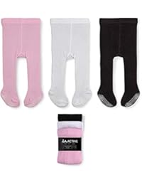 LA Active Baby Tights - 3 Pairs - Non Skid/Slip Cotton (Pink/White/Black, 2T-3T)