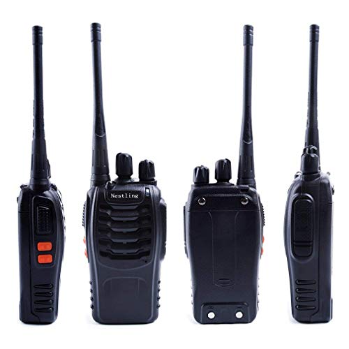 Nestling 888s Rechargeable Walkie Talkies, Signal Band UHF400-470 MHz 16 Channels Two Way Radios with Earpieces, Built in Led Torch for Camping Hiking Travelling ( Pack of 10)