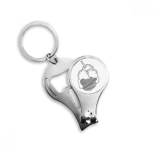 Black Bowl Biscuits Ice Cream Ball Nail Clipper Key Chain Ring Cutter Tool Bottle Opener