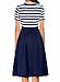 AAMILIFE Stripe Scoop Neck Short 3/4 Long Sleeve Vintage Womens Swing Dresses