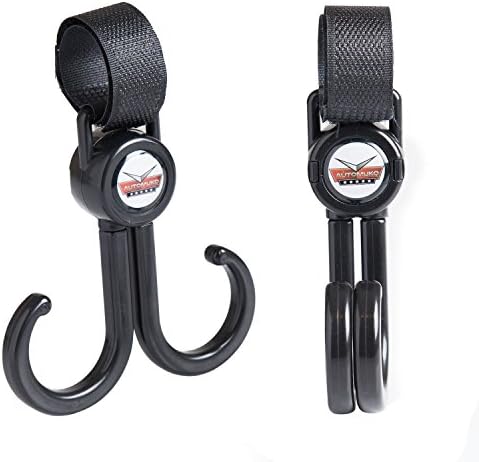 KidLuf 2 Rotating Stroller Hook, Black, 2 Pack