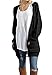 CNFIO Women Open Front Loose Outwear Knit Long Sleeve Sweater Pockets Cardigan Black L