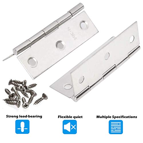FOCCTS 18 Pack Folding Door Hinges, 2 x 3 inch Stainless Steel Square Butt Hinges for Home Furniture Hardware Closet Door with Enough Screw - Thumbnail 4