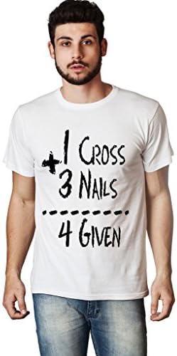 Living Water fashion Men's Christian Novelty T-Shirt 1 CROSS 3 NAILS 4 GIVEN WHITE