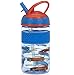 Nuby Thirsty Kids Flip-it Freestyle 12 oz Water Bottle with Bite Resistant Hard Straw, Blue Cars