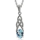 Silvershake Natural Gemstone 925 Sterling Silver Celtic Knot Solitaire Pendant with 18 Inches Chain Necklace
