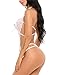 Avidlove Women Deep V Halter Lingerie Teddy One Piece Bodysuit Lace Babydoll White S