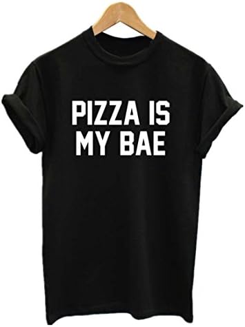 Myriasea Womens Tshirts Pizza Is My BAE Funny T-Shirt Tops Black M