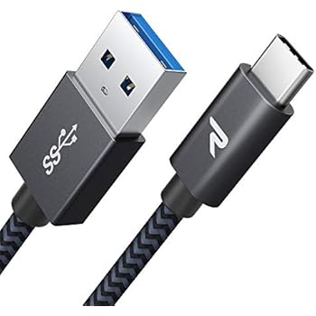 RAMPOW USB-C Cable, Fast Charging with USB 3.0/3.1 (3.3ft), Android USB C Cable, Compatible Samsung Galaxy S10/S9/S8/Note 9, LG V20/G5/G6, Sony and More - Space Gray - Double Nylon Braided