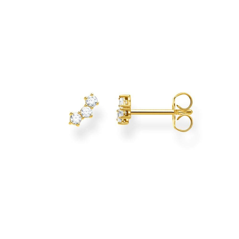 THOMAS SABO Single ear stud white Stones gold 925 Sterling Silver, 18k Yellow Gold Plating