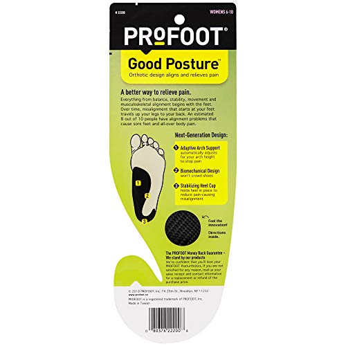 PROFOOT Posturthotic Orthotic Alignment Insole, Women 6-10