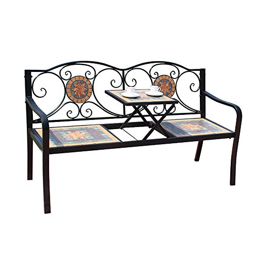 outdoor product 59-Zoll-Außenterrasse Gartenbank, Gusseisenrahmen Und Korrosionsschutz Massivholz Balkon Tisch Und…