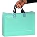 50Pcs Teal Merchandise Bags with Handles with Bottom Gusset, Yookeehome Durable Plastic Boutique Gift Bags, 25x35cm