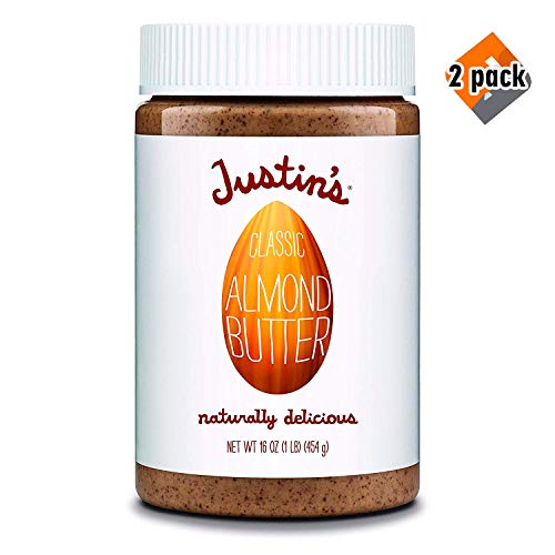Justin's Classic Almond Butter, Only Two Ingredients, No Stir, Gluten-free, Non-GMO, Keto-friendly, Responsibly Sourced, 16oz Jar, 2 Pack