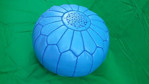 moroccan poufs leather luxury ottomans footstools blue unstuffed