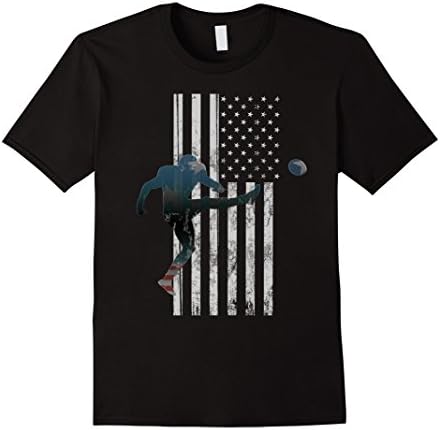 Mens Football T-Shirt, American Flag USA Team Gift Kicker Medium Black