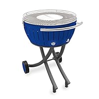  Lotusgrill Lotusgrill Edelstahl Stahl Kunststoff klein blau Balkon Camping Picknick ✔ rund ✔ tragbar rauchfrei ✔ Grillen mit Holzkohle ✔ für den Tisch 