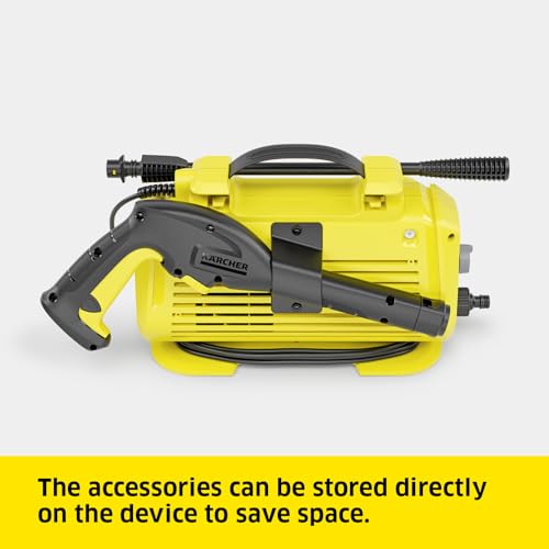 Kärcher K 2 Horizontal Pressure Washer,max. 110 bar,Flow Rate: 360 l/h,Area Coverage: 20 m²/h,Water Filter,Weight: 3.5 kg,high-Pressure Hose and Gun,Vario Power Jet Spray Lance,Standard,Yellow/Black