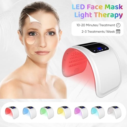 LBOYLOVE® Red Light Therapy, 7 Colors LED Light Therapy for Face, LED Light Rejuvenation Tool, Red LED Light Skin Care Equipment for Home, Red Light Therapy Machine for Facial/Neck/Body/Hand/Leg