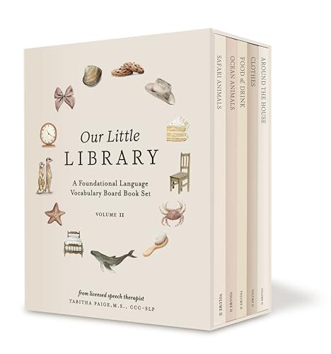 Our Little Library Vol. 2: First 100 Words Board Book Box Set, including Ocean Animals, Safari Animals, Food and Drink, Clothes, and Around the House (Tabitha Paige Children's Book Series)
