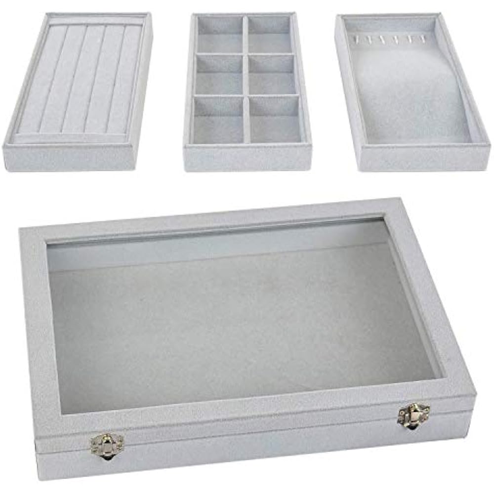 Stackable Jewelry Trays Tray With Lid, Earring Drawer