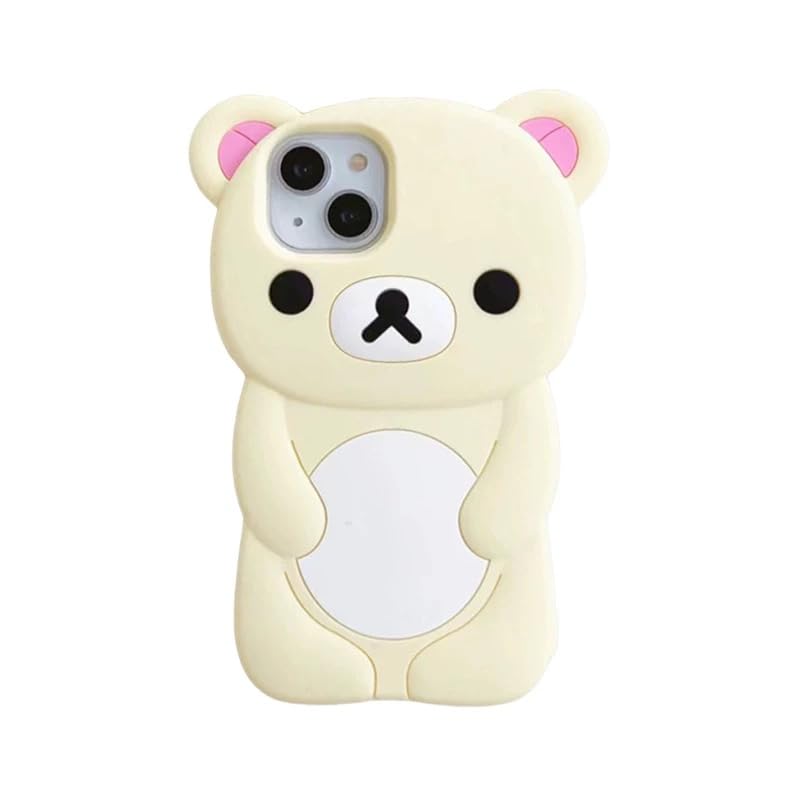Photo 1 of Ultra Thick Soft Silicone Case for Apple Teddy Bear Animal 3D Cartoon Japanese Cute Lovely Adorable Kawaii Kids Girls Women (Beige, for iPhone SE 2nd)