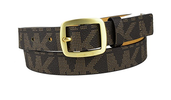 Brown MK Logo Belt Gold Buckle Sz 